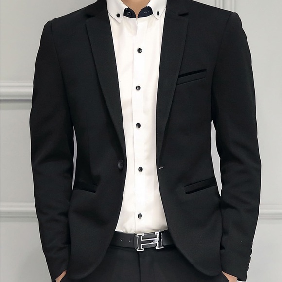 SHEIN Black Sport Coat Modern Regular Fit - Picture 3 of 11